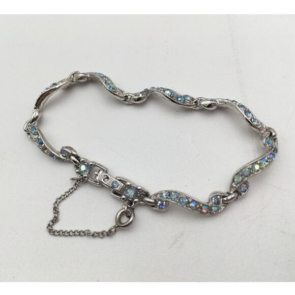 Vintage BOGOFF Silver Tone Crystal Necklace Bracelet Earring Set in Original Box - Picture 9 of 10